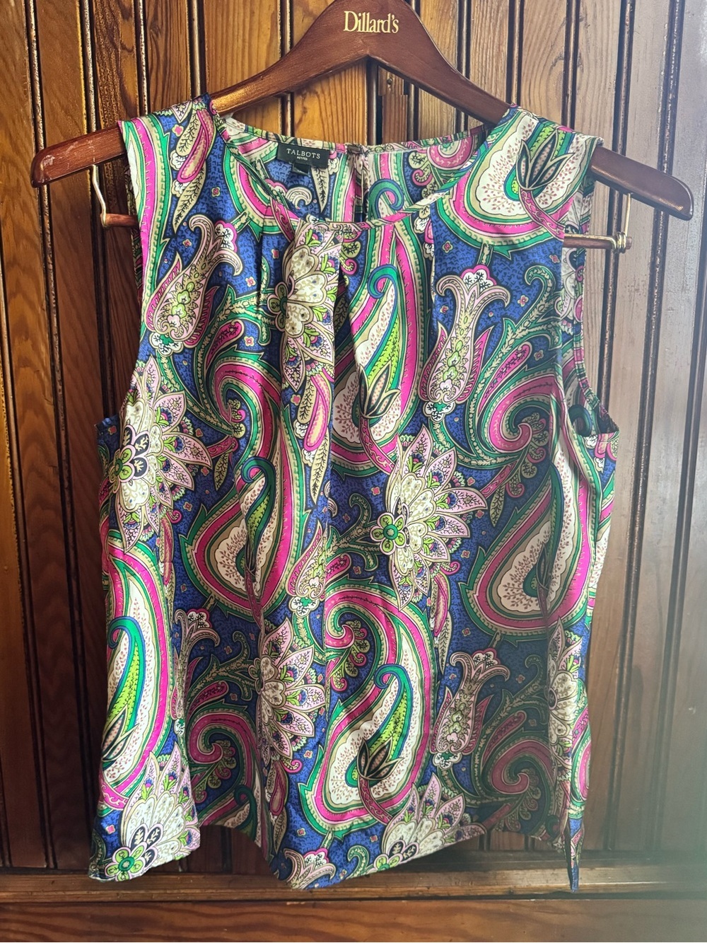 Talbots Women’s 100% Silk Paisley Blouse Size 14 Petite Colorful Lightweight